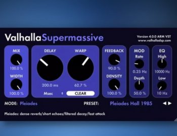 Valhalla Supermassive gets Pleiades reverb/echo mode in v4.0.0 update
