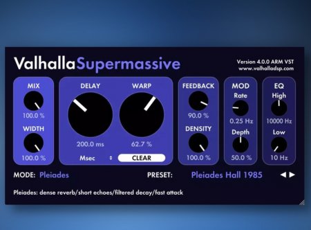 Valhalla Supermassive gets Pleiades reverb/echo mode in v4.0.0 update